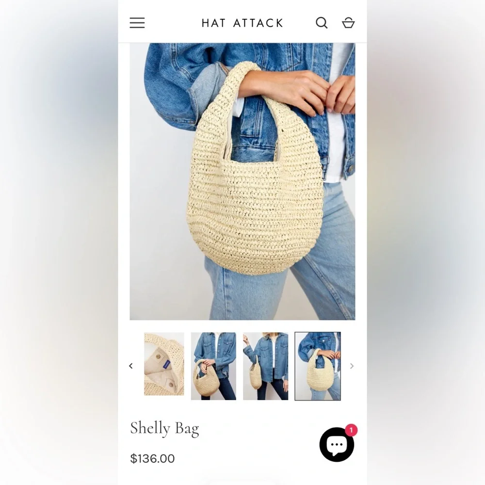 NWT Hat Attack Shelly Straw Bag - Picture 2 of 9